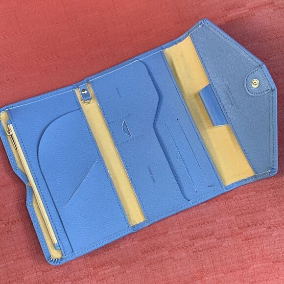 TRAVEL wallet vegan safiano leather snap closure interior zip pocket cardholders - Picture 2 of 12